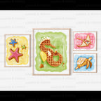 Coastal Seahorse Art Print | Whimsical Watercolor Waffle Seahorse (8x10, 11x14)