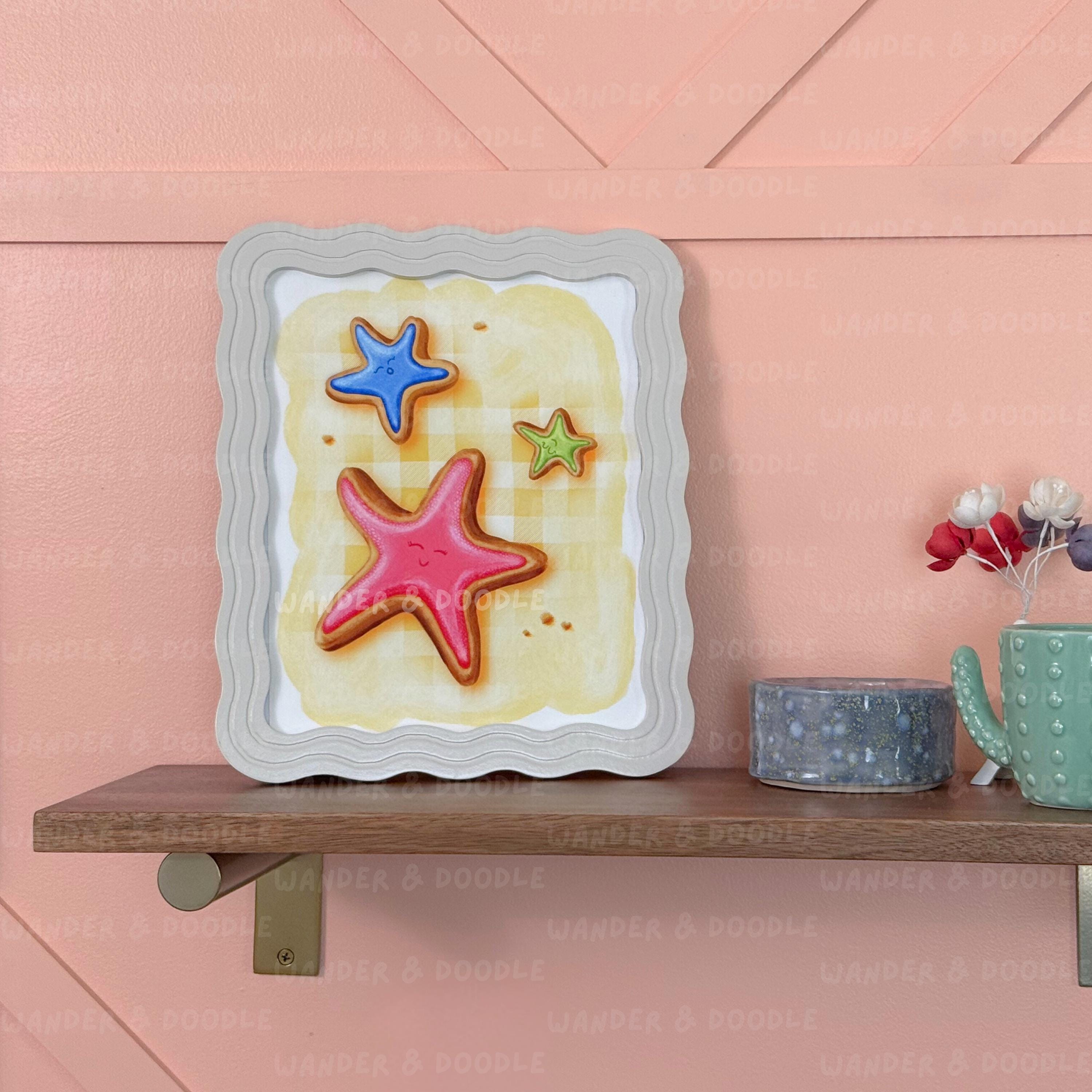Starfish Cookie Art Print: Coastal Watercolor for Kitchen or Nursery (8x10, 11x14