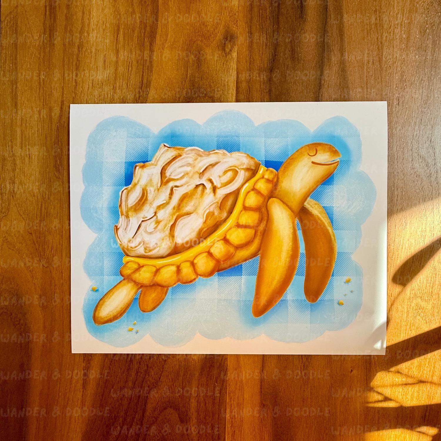 Sea Turtle Lemon Meringue Pie Art Print – Whimsical Ocean Nursery Wall Decor
