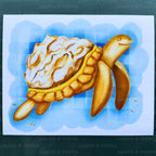 Sea Turtle Lemon Meringue Pie Art Print – Whimsical Ocean Nursery Wall Decor