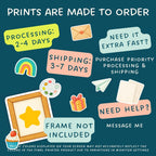 Whale Shark Nursery Art Print – Marine Animal Coastal Watercolor (8×10, 11×14)