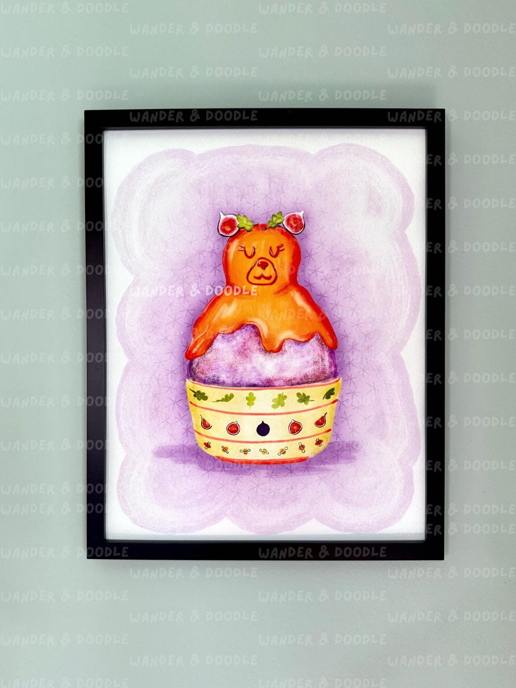 Kawaii Bear Nursery Wall Art – Honey & Fig Kakigori Art Print (8x10, 11x14)