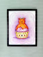 Kawaii Bear Nursery Wall Art – Honey & Fig Kakigori Art Print (8x10, 11x14)