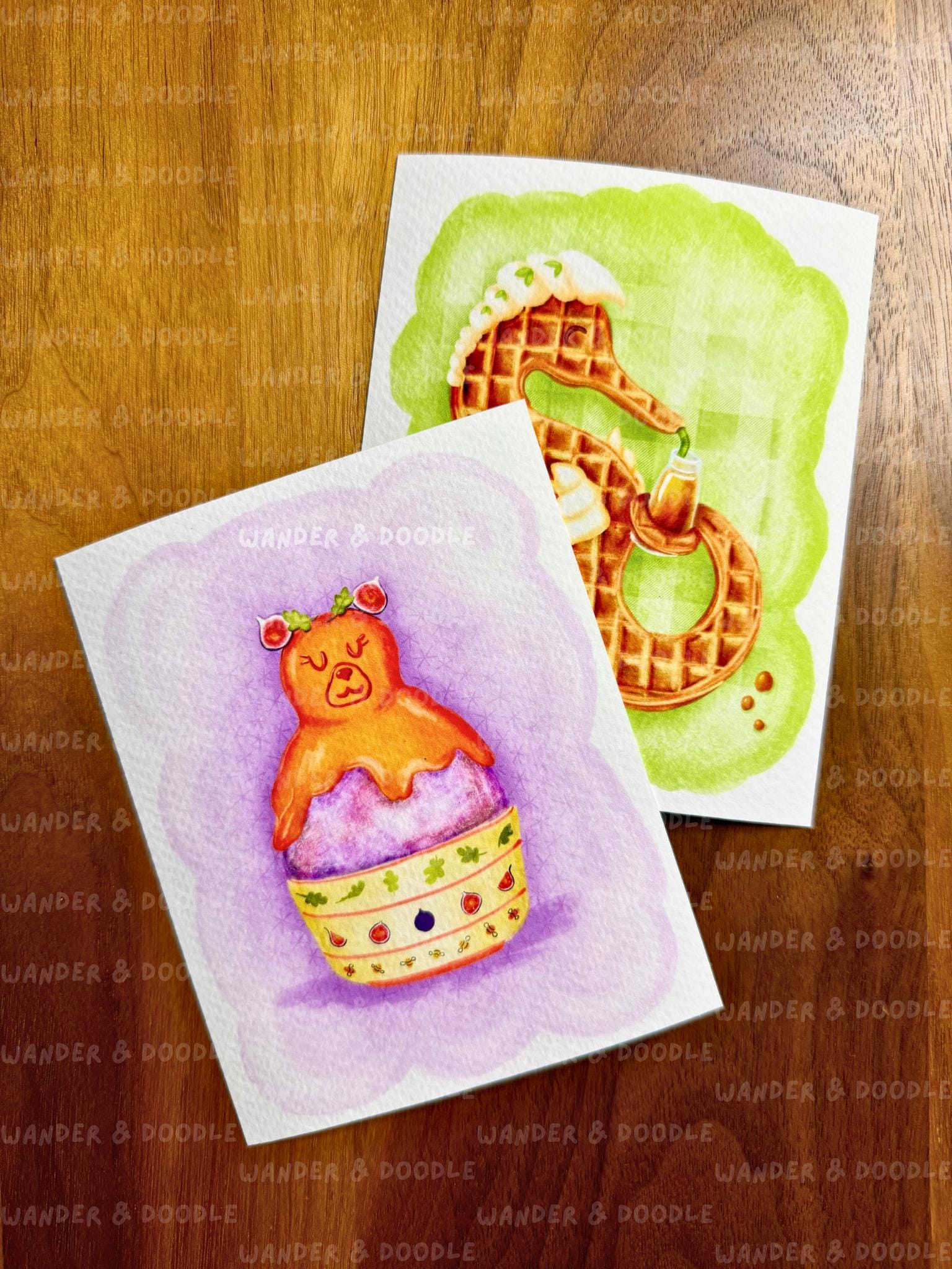 Kawaii Bear Nursery Wall Art – Honey & Fig Kakigori Art Print (8x10, 11x14)