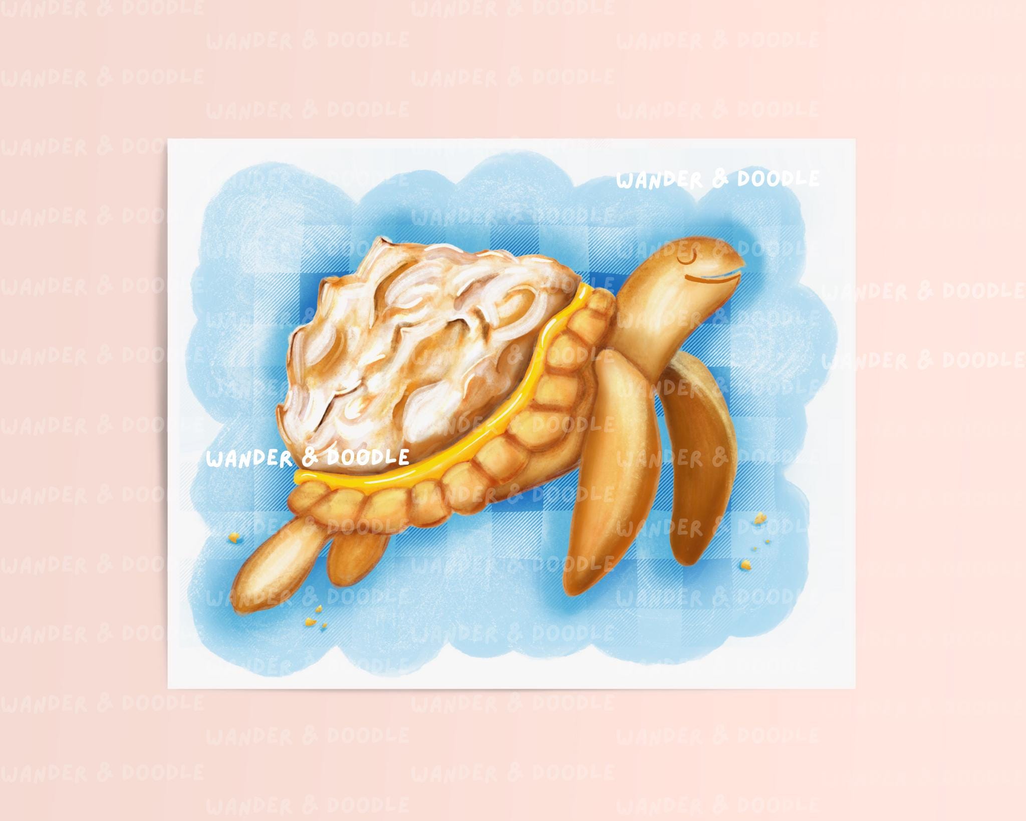 Sea Turtle Lemon Meringue Pie Art Print – Whimsical Ocean Nursery Wall Decor