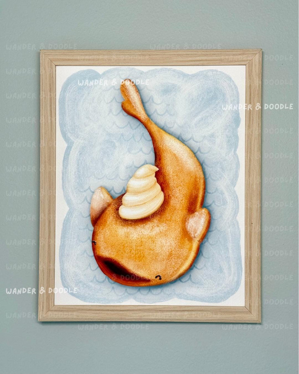 Whale Shark Nursery Art Print – Marine Animal Coastal Watercolor (8×10, 11×14)
