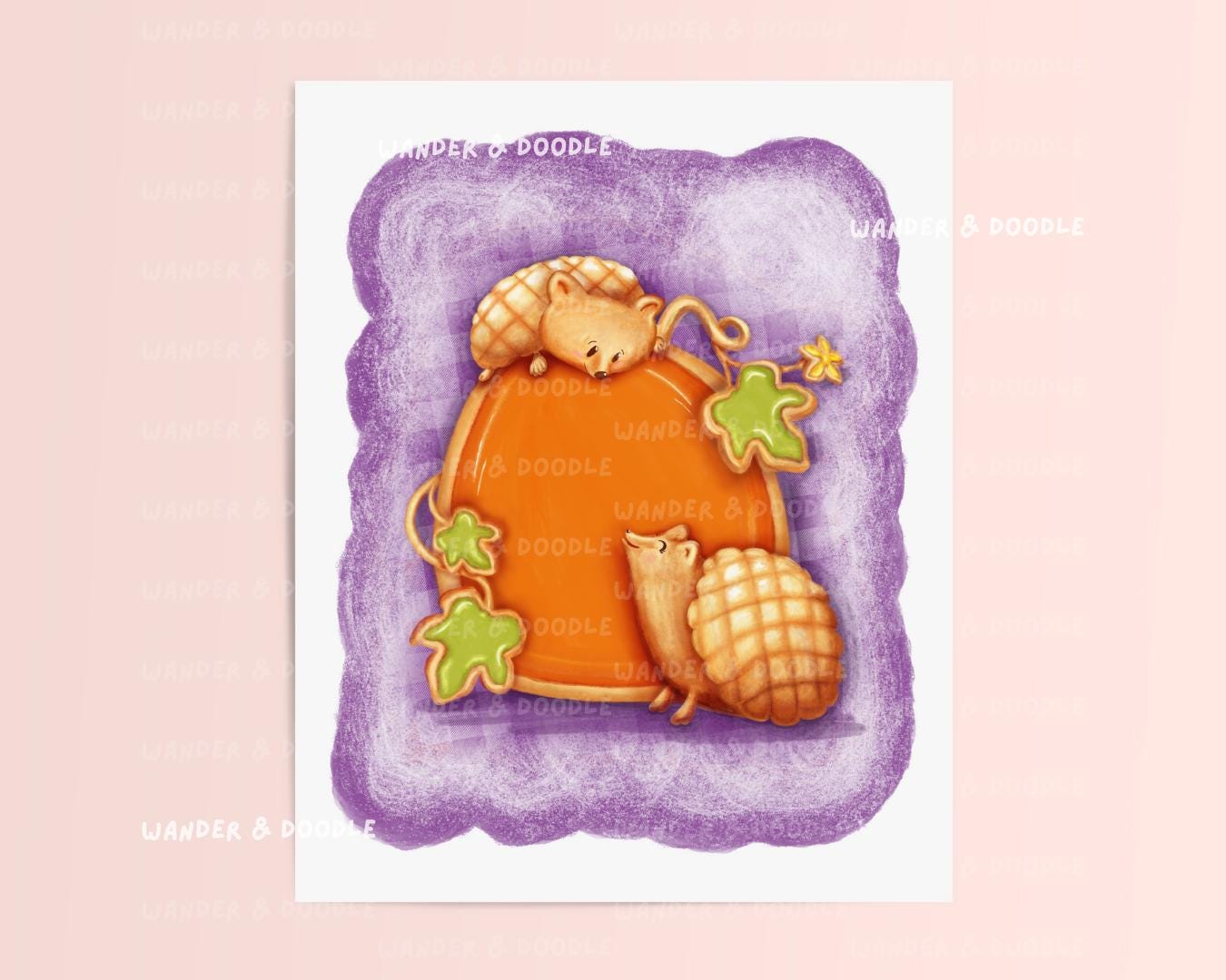 Pumpkin Hedgehog Art Print – Whimsical Watercolor for Kitchen or Nursery (8×10, 11×14)