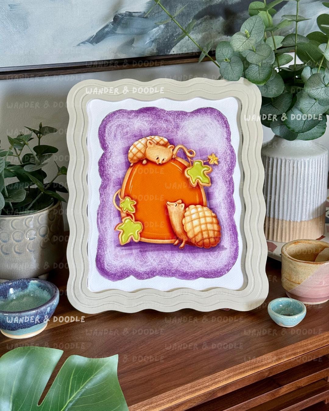 Pumpkin Hedgehog Art Print – Whimsical Watercolor for Kitchen or Nursery (8×10, 11×14)