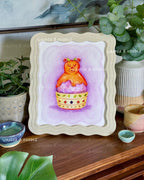 Kawaii Bear Nursery Wall Art – Honey & Fig Kakigori Art Print (8x10, 11x14)