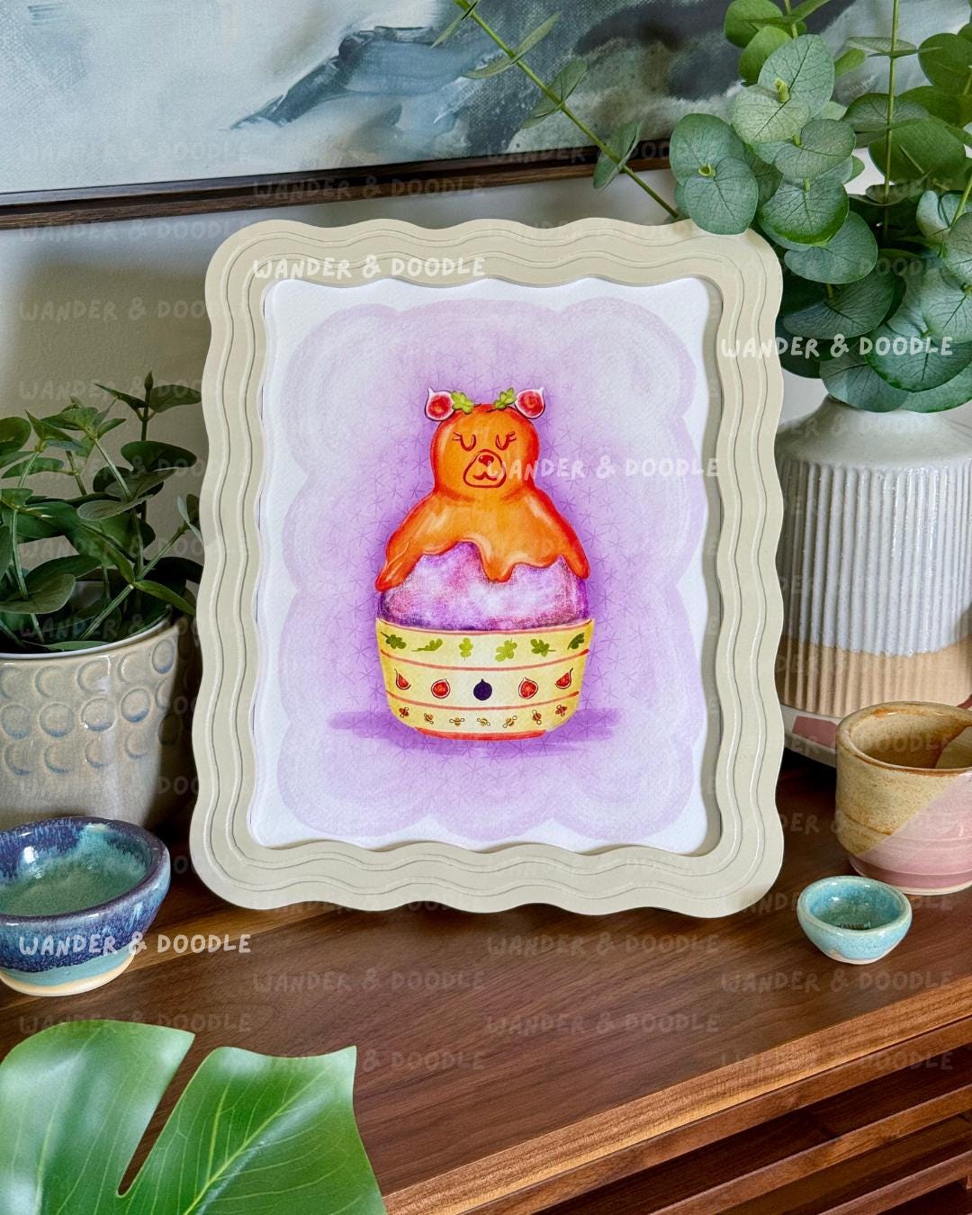 Kawaii Bear Nursery Wall Art – Honey & Fig Kakigori Art Print (8x10, 11x14)