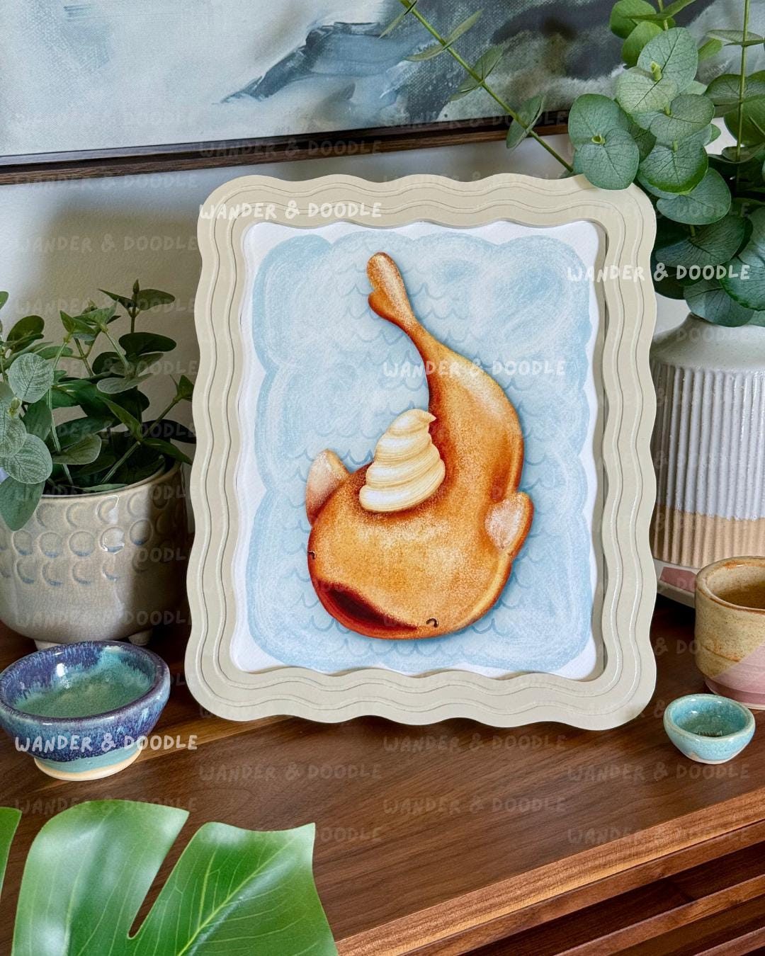 Whale Shark Nursery Art Print – Marine Animal Coastal Watercolor (8×10, 11×14)