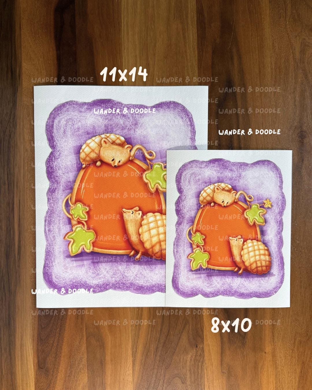 Pumpkin Hedgehog Art Print – Whimsical Watercolor for Kitchen or Nursery (8×10, 11×14)