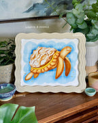 Sea Turtle Lemon Meringue Pie Art Print – Whimsical Ocean Nursery Wall Decor